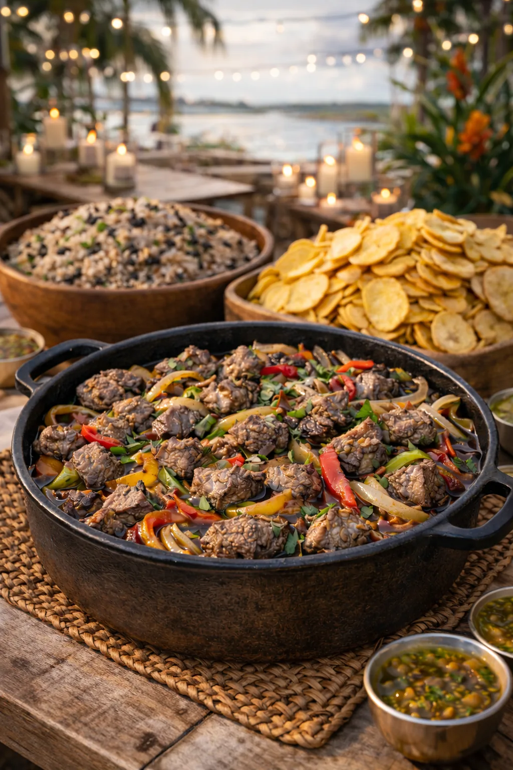 Cerdo en cazuela tray for Cuban catering